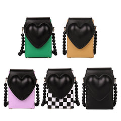 Heart Flap Shoulder Bag Ladies Leather Handbags Female Crossbody Tote