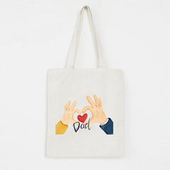Heart Gesture Women Canvas Foldable Shopping Bag Cartoon Cotton Bag