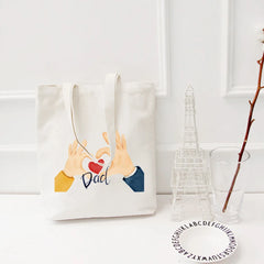 Heart Gesture Women Canvas Foldable Shopping Bag Cartoon Cotton Bag