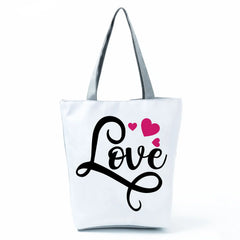 Heart Print Lady Tote Bag Eco-Friendly Foldable Women Shoulder Bag