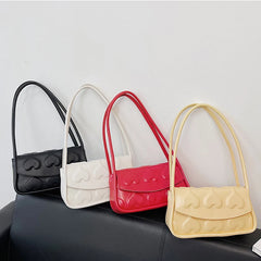 Heart Shape Printing Women's Handbag Shoulder Bag PU Leather High Underarm Bag