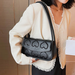 Heart Shape Printing Women's Handbag Shoulder Bag PU Leather High Underarm Bag