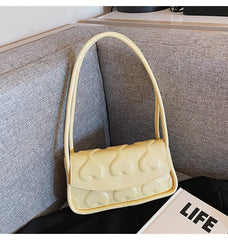 Heart Shape Printing Women's Handbag Shoulder Bag PU Leather High Underarm Bag