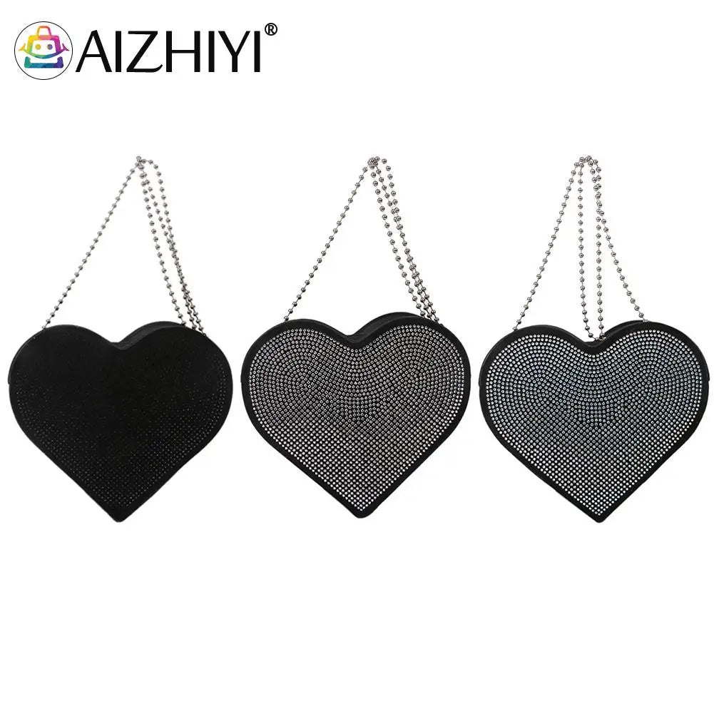 Heart Shaped Rhinestone Bag for Women, Birthday Present