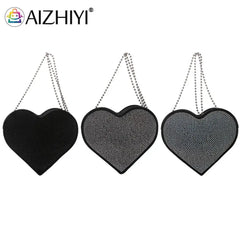 Heart Shaped Rhinestone Bag for Women, Birthday Present