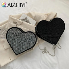 Heart Shaped Rhinestone Bag for Women, Birthday Present
