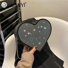 Heart Shaped Rhinestone Bag for Women, Birthday Present
