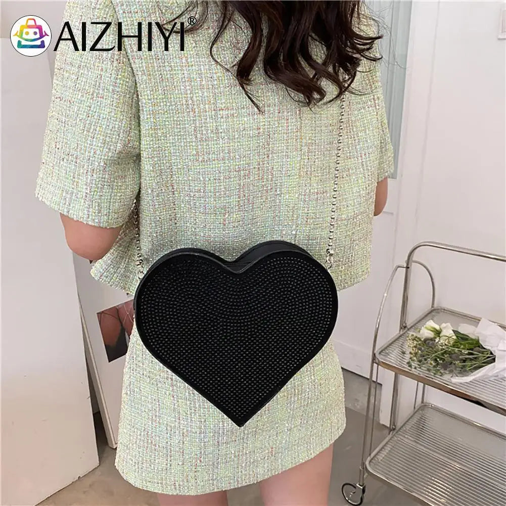 Heart Shaped Rhinestone Bag for Women, Birthday Present