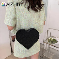 Heart Shaped Rhinestone Bag for Women, Birthday Present