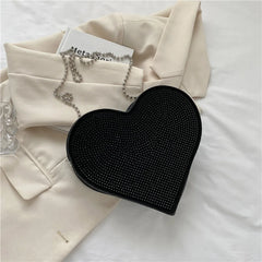 Heart Shaped Rhinestone Bag for Women, Birthday Present