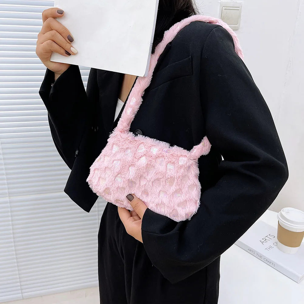 Heart Star Pattern Handbag for Women Autumn Winter Mini Square Armpit Bag