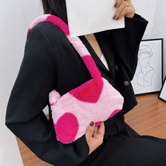 Heart Star Pattern Handbag for Women Autumn Winter Mini Square Armpit Bag