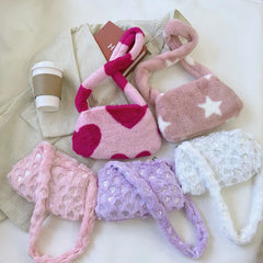 Heart Star Pattern Handbag for Women Autumn Winter Mini Square Armpit Bag