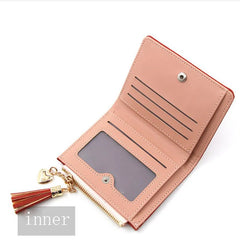 Heart Tassel Women Wallet Small Leather Zipper Purses Female Purse Clutch Bag