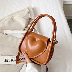 Heart Women's Small Handbag Soft PU Leather Crossbody Shoulder Bag Green Tote