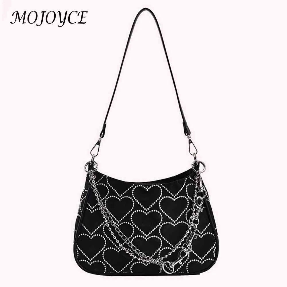 Hearts Embroidery Women Underarm Bags Handbags Tote Female Travel Shoulder Bags