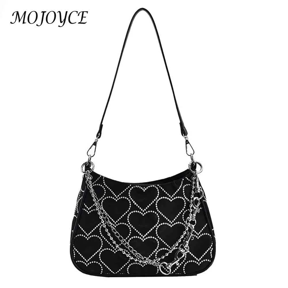 Hearts Embroidery Women Underarm Bags Handbags Tote Female Travel Shoulder Bags