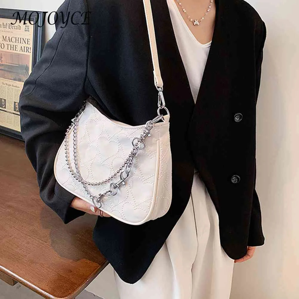 Hearts Embroidery Women Underarm Bags Handbags Tote Female Travel Shoulder Bags