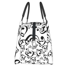 Hearts Music Notes Pattern Lunch Bag And Clef School Lunch Box