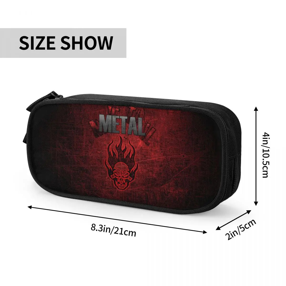 Heavy Metal Pen Box Student School Anime Zipper Pen Bag
