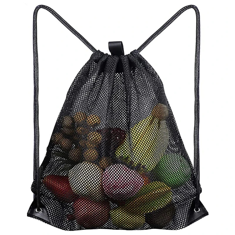 Heavy-duty Mesh Drawstring Bag for Pool Toys, Beach, Swimming