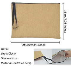 Summer Linen Clutch Bag Women's Makeup Beach Sunglasses Organizer