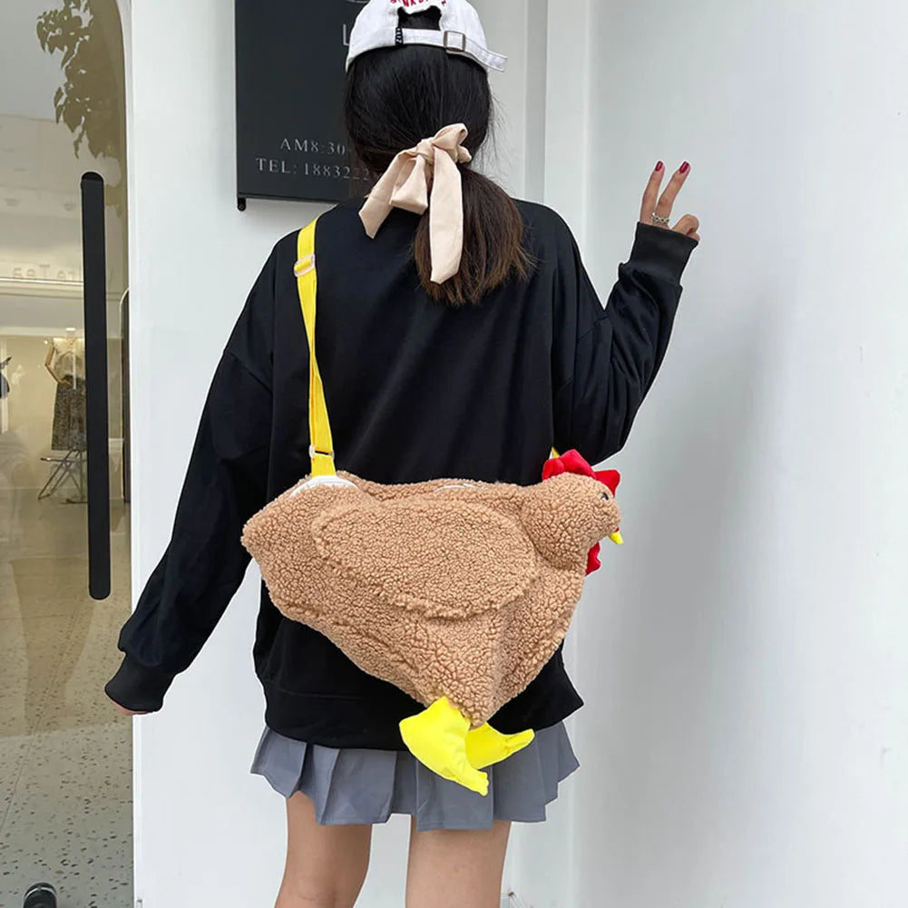 Hen Shape Plush Shoulder Bags Women Crossbody Handbags Cartoon Small Purse