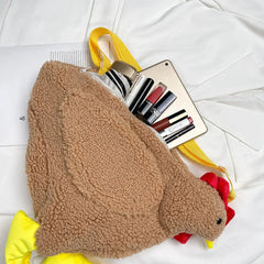 Hen Shape Plush Shoulder Bags Women Crossbody Handbags Cartoon Small Purse