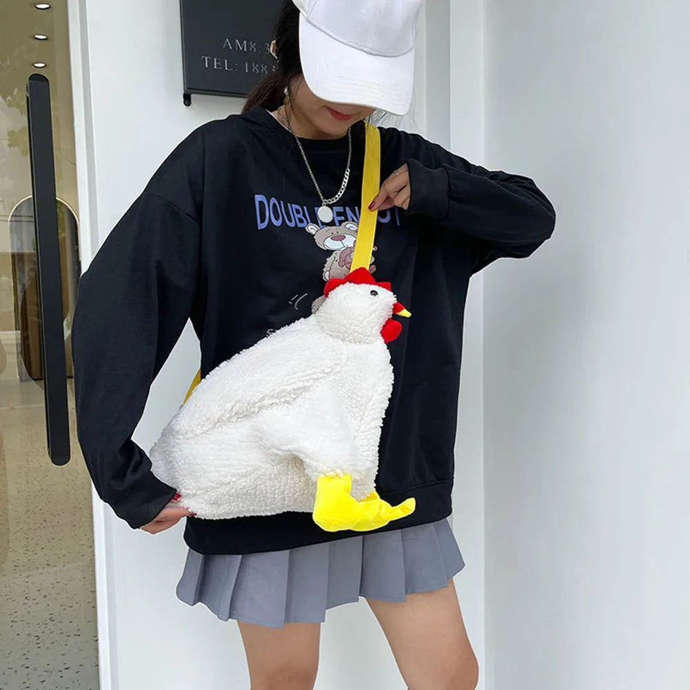 Hen Shape Plush Shoulder Bags Women Crossbody Handbags Cartoon Small Purse