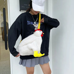 Hen Shape Plush Shoulder Bags Women Crossbody Handbags Cartoon Small Purse