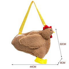 Hen Shape Plush Shoulder Bags Women Crossbody Handbags Cartoon Small Purse