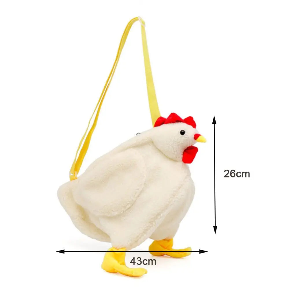 Hen Shape Plush Handbags Women Cartoon Chicken Shoulder Bag