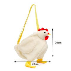 Hen Shape Plush Handbags Women Cartoon Chicken Shoulder Bag