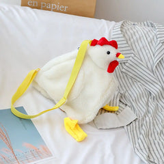 Hen Shape Plush Handbags Women Cartoon Chicken Shoulder Bag