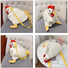 Hen Shape Plush Handbags Women Cartoon Chicken Shoulder Bag