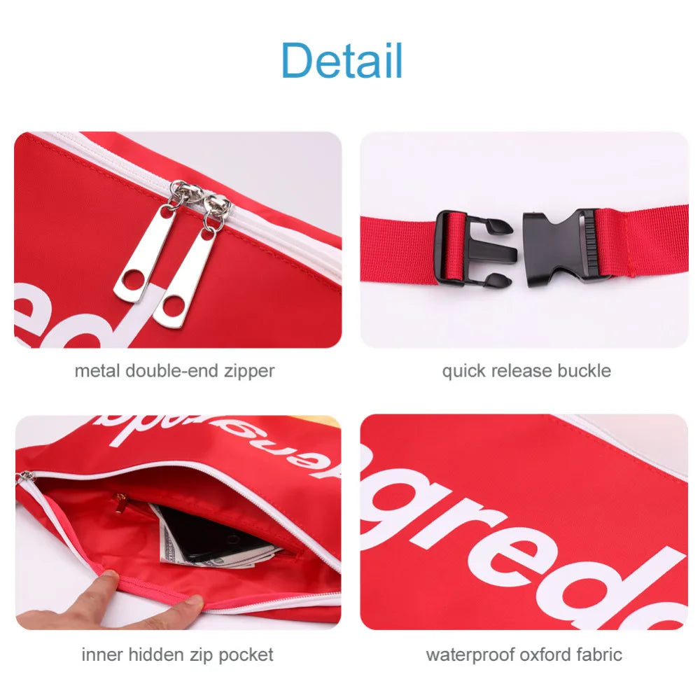 Red Fanny Pack Waist Bag, Christmas Gift Oxford Bum Hip Bag