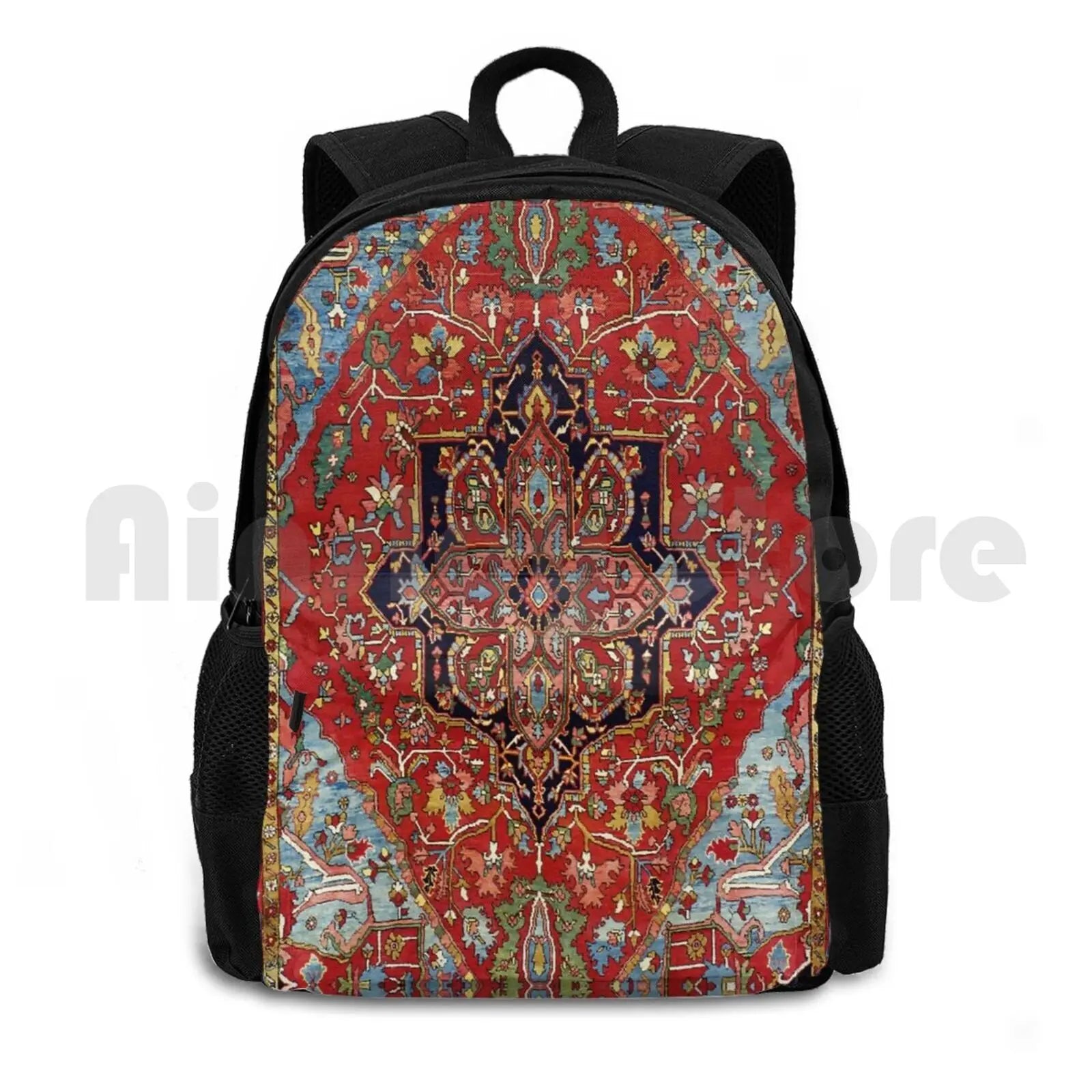 Heriz Persian Carpet Print Outdoor Hiking Backpack