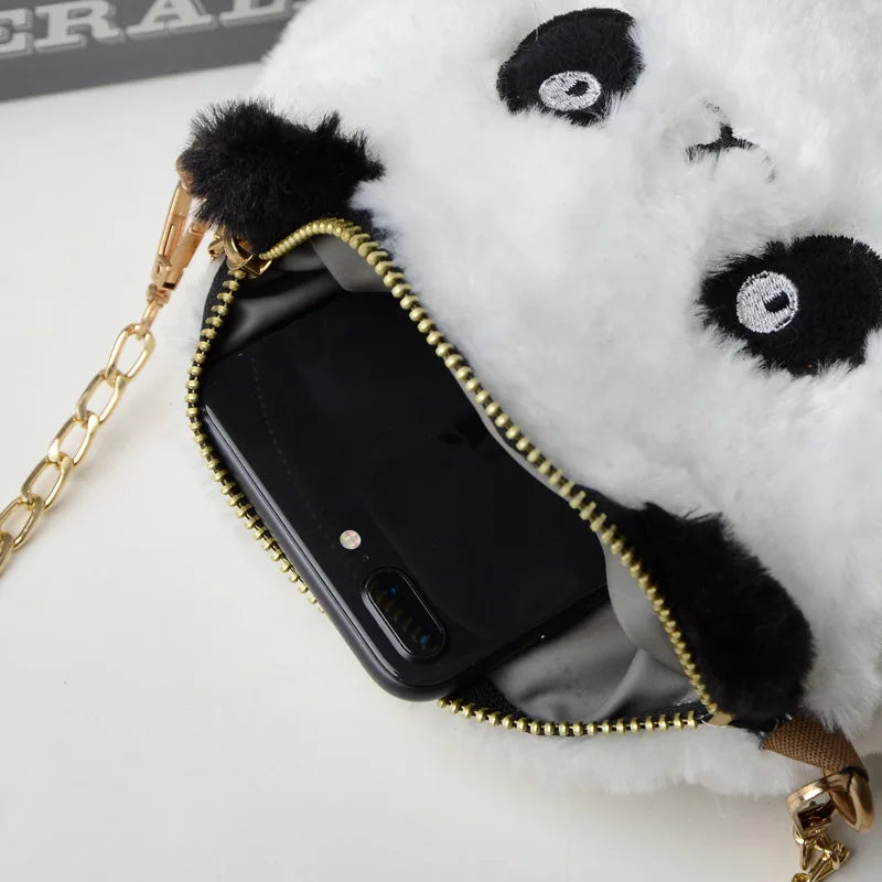 Herstory Plush Panda Bag Compact Doll Chain One-shoulder Diagonal Handbag