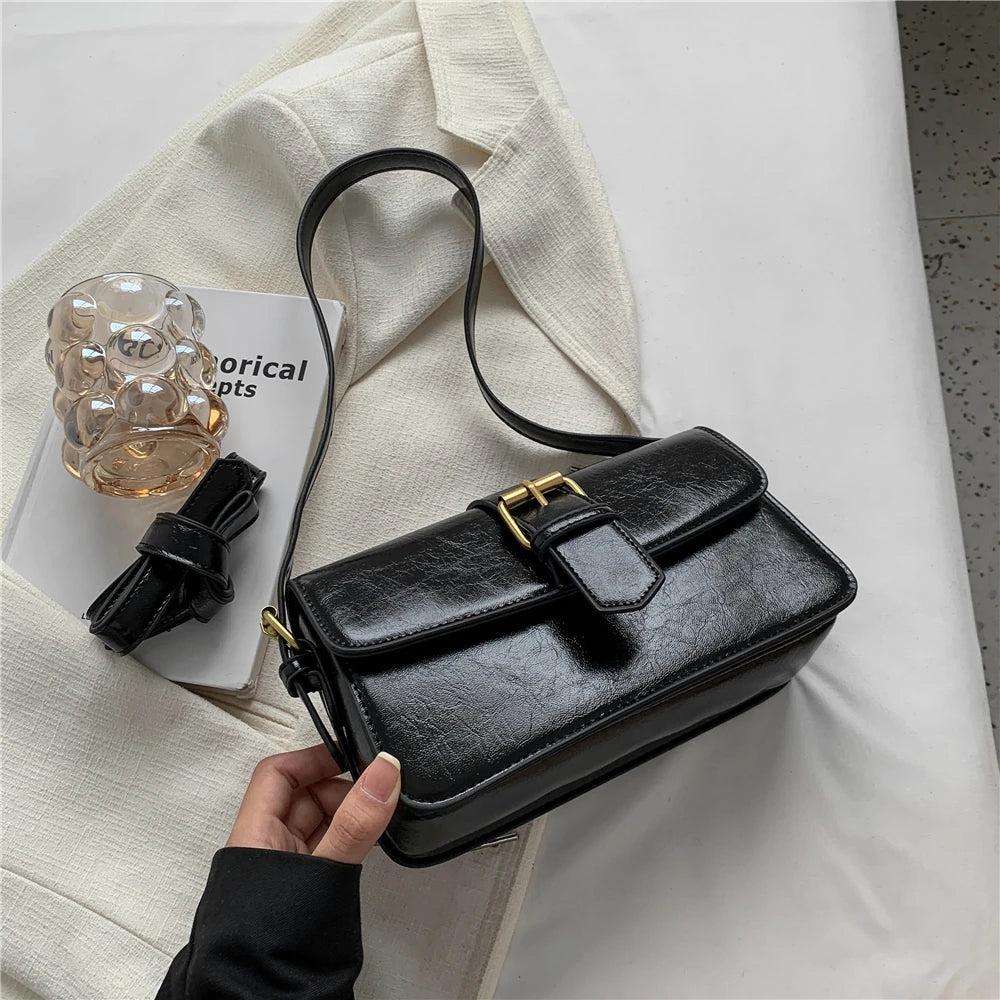 Vintage Square Crossbody Bag PU Leather Handbag