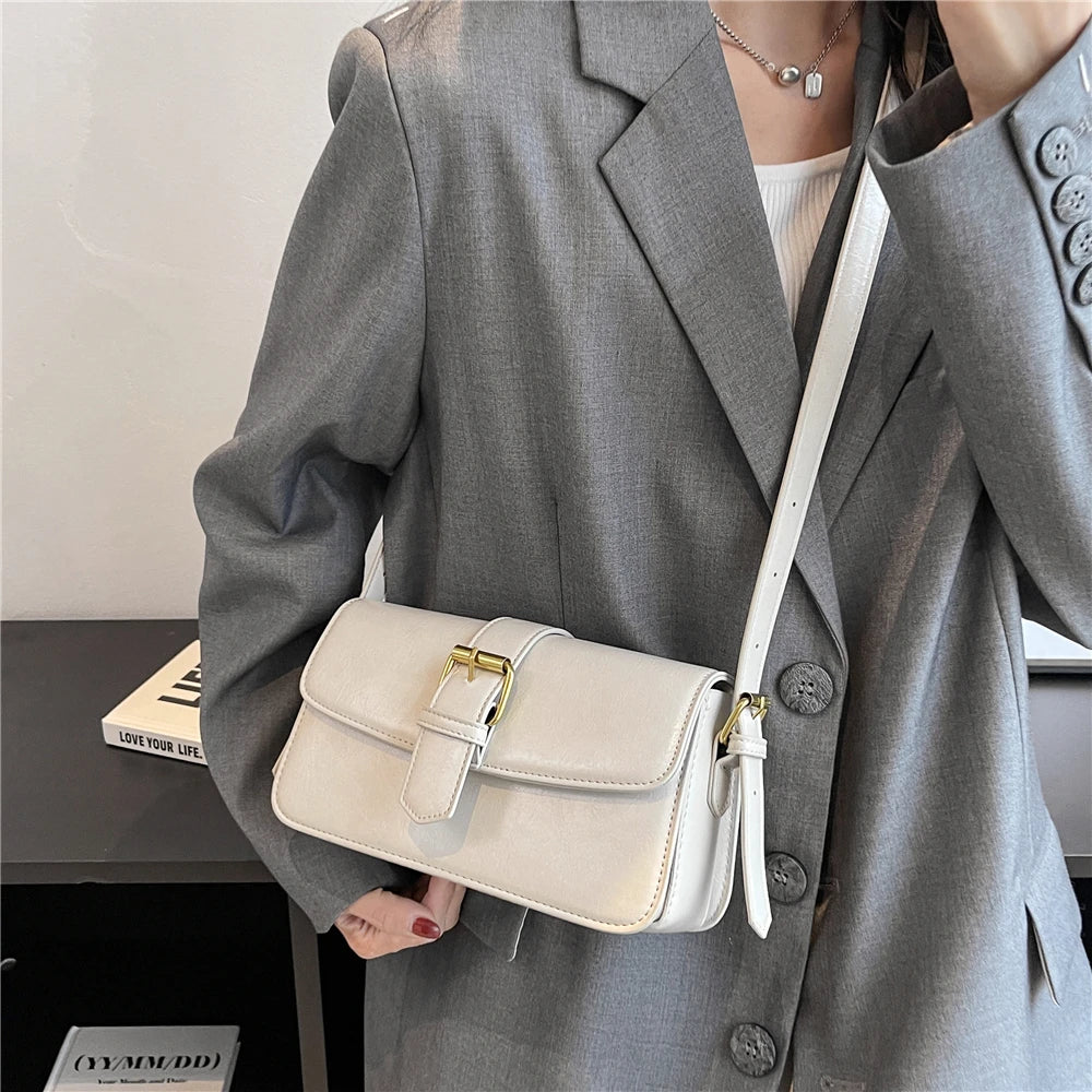 Vintage Square Crossbody Bag PU Leather Handbag