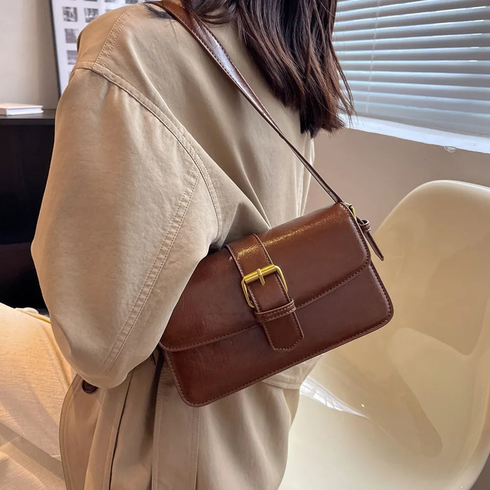 Vintage Square Crossbody Bag PU Leather Handbag