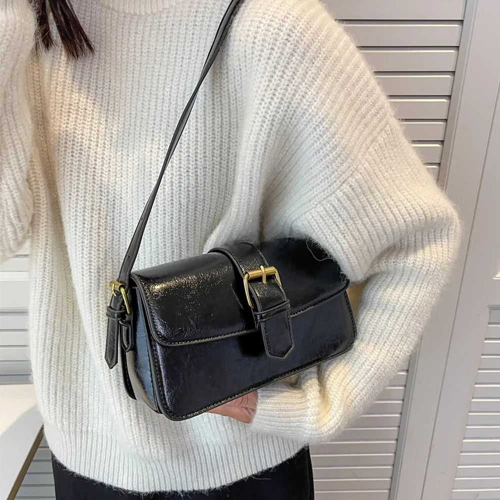 Vintage Square Crossbody Bag PU Leather Handbag