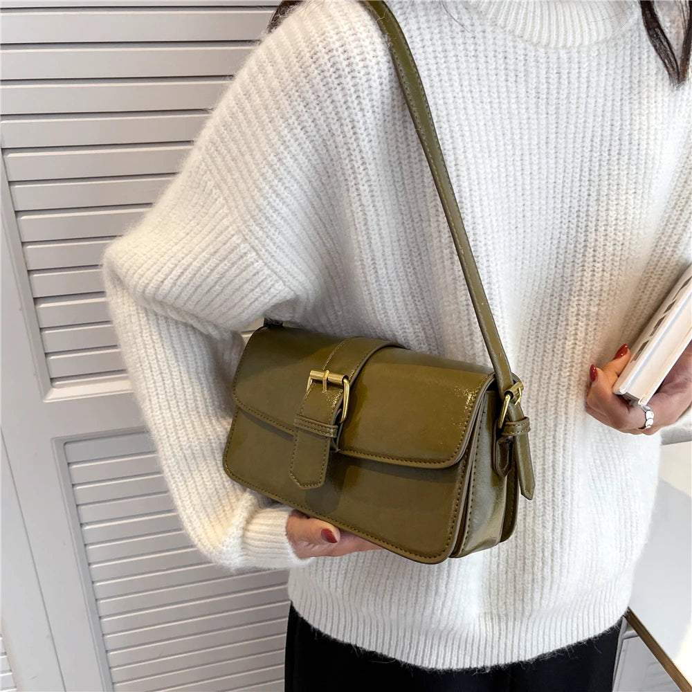 Vintage Square Crossbody Bag PU Leather Handbag