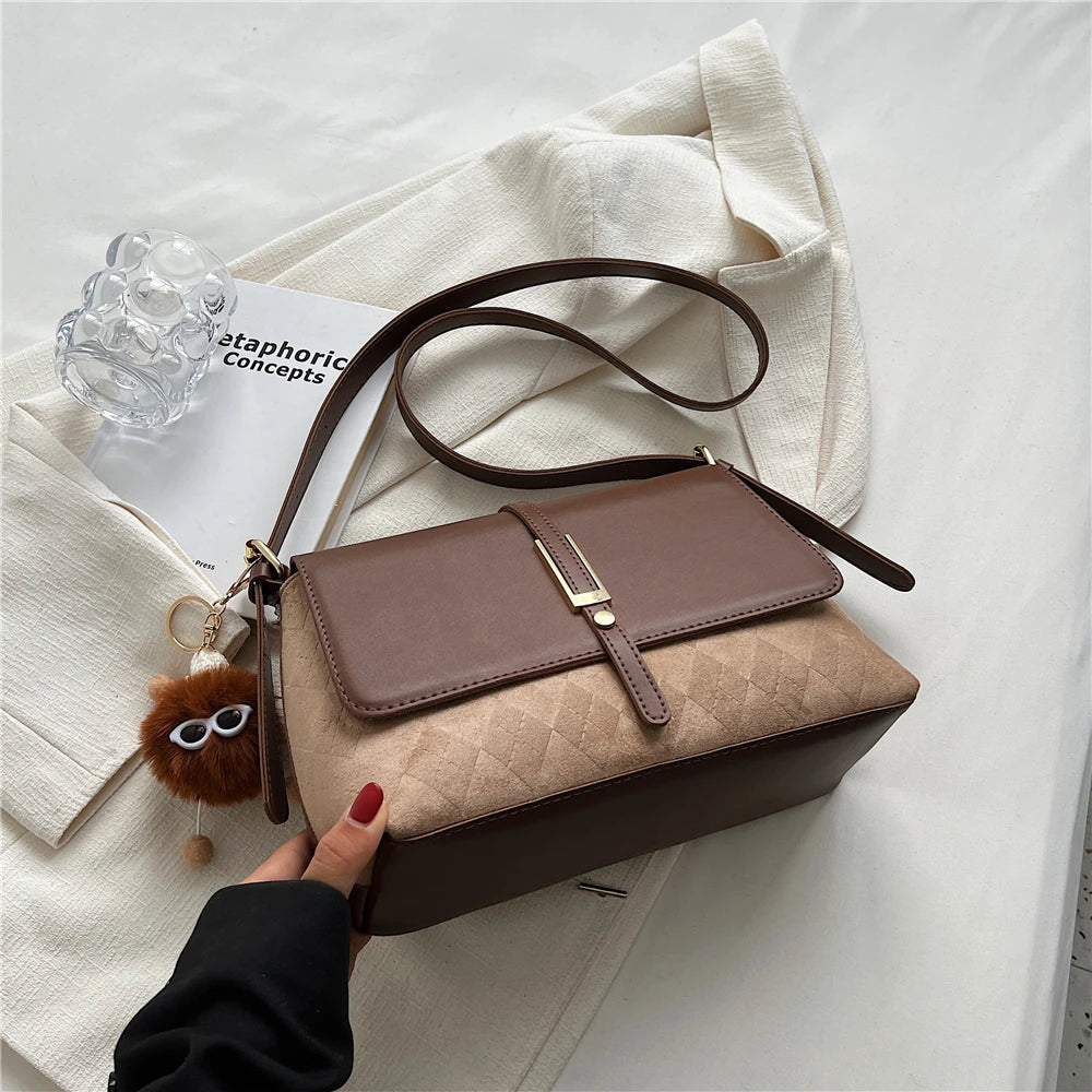 Vintage Suede Shoulder Bag Winter Large Capacity Crossbody
