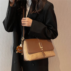 Vintage Suede Shoulder Bag Winter Large Capacity Crossbody