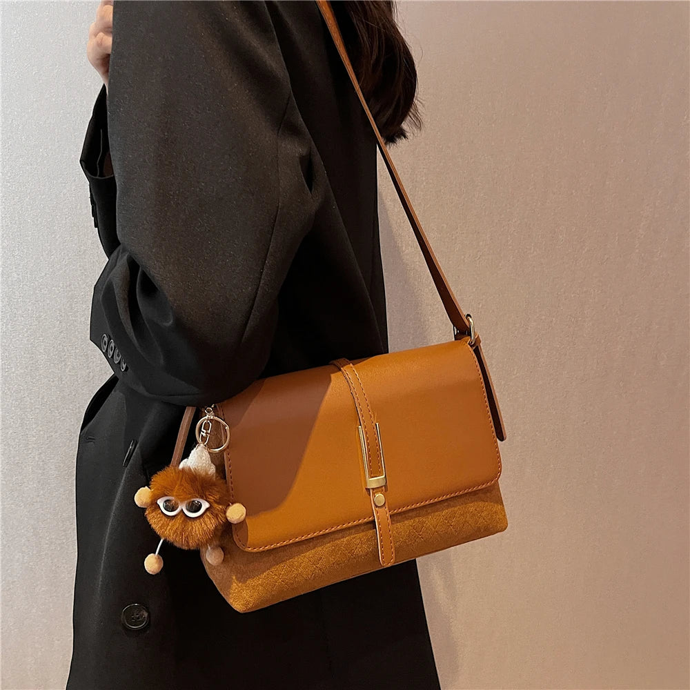 Vintage Suede Shoulder Bag Winter Large Capacity Crossbody