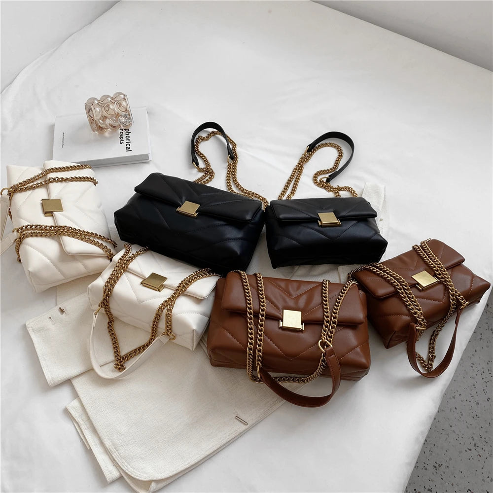Hifashion Vintage Chain Shoulder Bag for Women Large Capacity Crossbody Purse