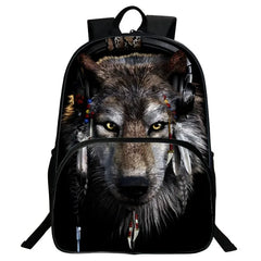 High Capacity 3D Print Wolf Animal Backpack for Boys Girls