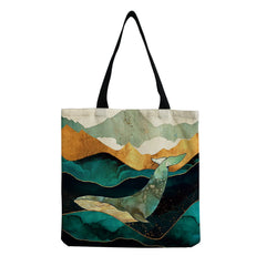 Abstract Mountain Water Landscape Tote Bag Customizable School Teacher Gift Bag