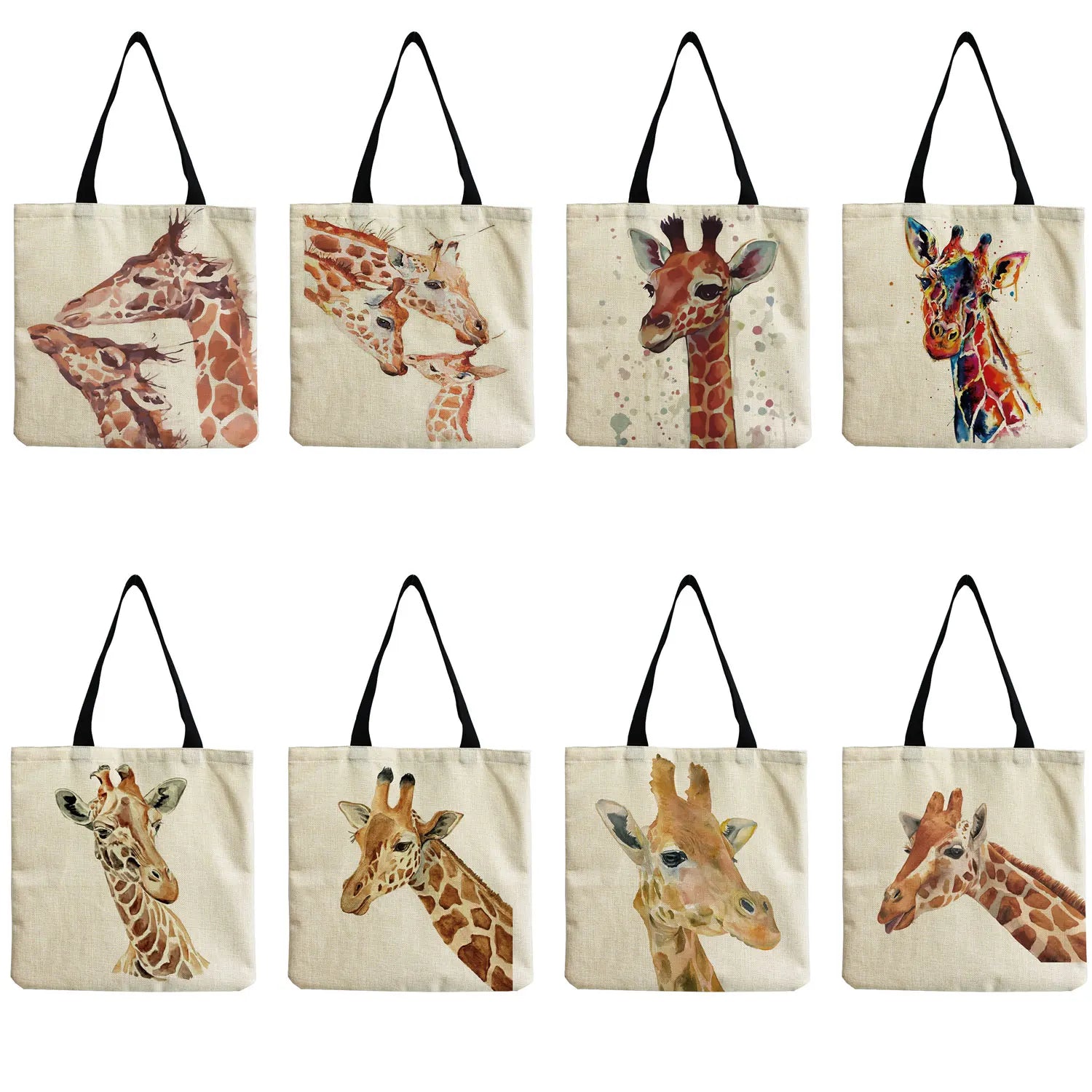 Giraffe Print Beach Bag Shoulder Shopper Eco-Friendly Travel Customizable